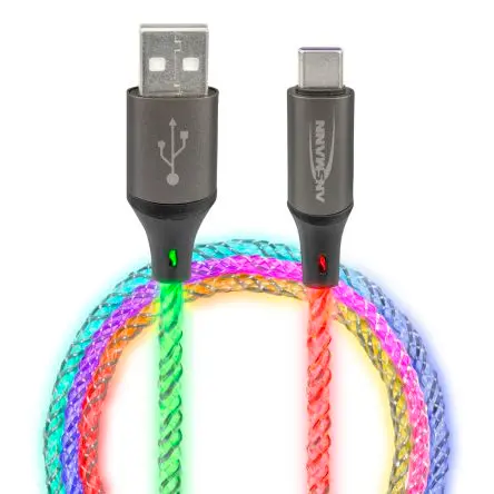 Produktfoto 1 von Ansmann Stecker 1700-0158 -multi-colour LED Cable USB-Kabel, USB Typ A Stecker / USB Typ C, 100 cm USB 2.0