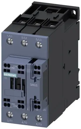 Produktfoto 1 von Siemens 3RT2 Schütz 230V ac-Spule, 3-polig, 690V / 50 A 230V ac 22 kW 1 Schließer/1 Öffner Motorsteuerung, Umkehrend