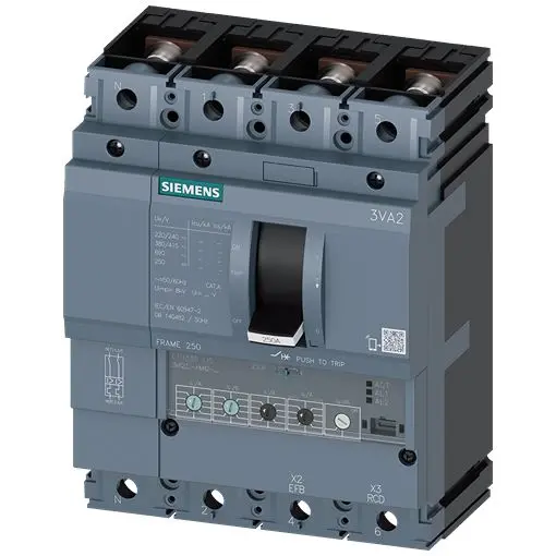 Siemens 3VA2 SENTRON Elektronischer Schutzschalter 690 V 4, 160 A 55 kA, Typ M L. 86 mm x 140 mm