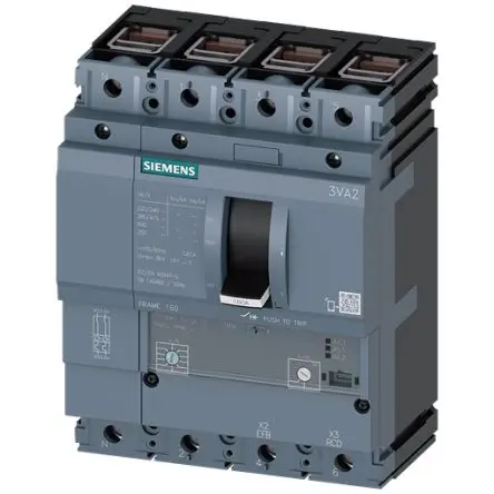 Produktfoto 1 von Siemens 3VA2 SENTRON Elektronischer Schutzschalter 690V 4, 40A 25 kA, L-Typ L. 86 mm x 140mm