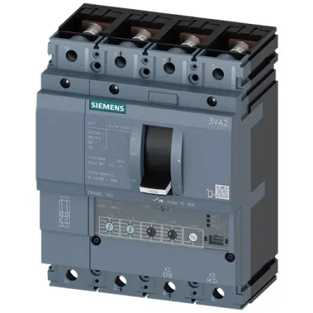 Produktfoto 1 von Siemens 3VA2 SENTRON Elektronischer Schutzschalter 690V 4, 63A 25 kA, L-Typ L. 86 mm x 140mm