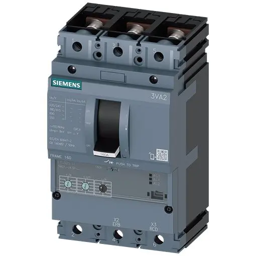 Produktfoto 1 von Siemens 3VA2 SENTRON Elektronischer Schutzschalter 690V 3, 25 A 25 kA, L-Typ L. 86 mm x 105 mm
