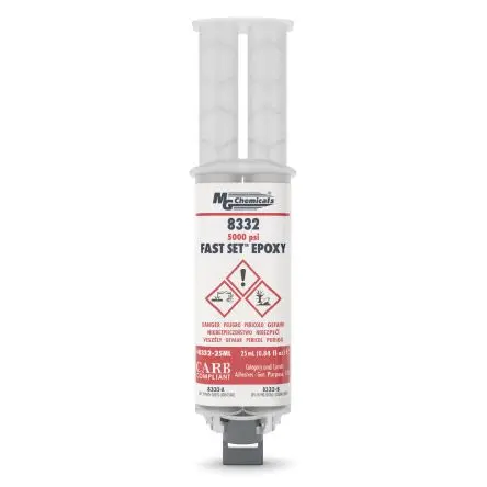 Produktfoto 1 von MG Chemicals Fast Set Epoxy Flüssig Schnellhärtendes Epoxidharz Gelb, 25 m L Doppelspritze 25 ml, für Metall,