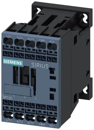 Produktfoto 1 von Siemens 3RT2 Schütz 24V dc-Spule, 3-polig, 690V / 7 A 24V dc 3 kW 1 Schließer Motorsteuerung, Umkehrend 1-Hilfskontakte