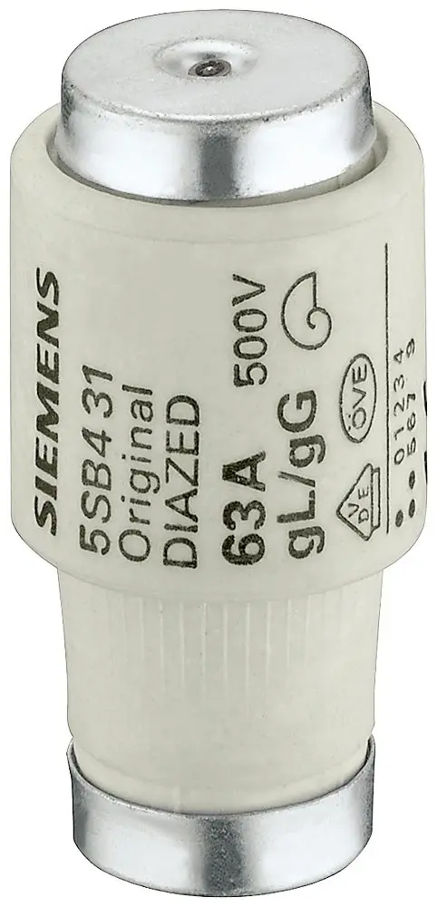 Produktfoto 1 von Siemens SENTRON DIAZED-Sicherung, Typ D2, 32 A, 500 V ac/dc, 8 kA