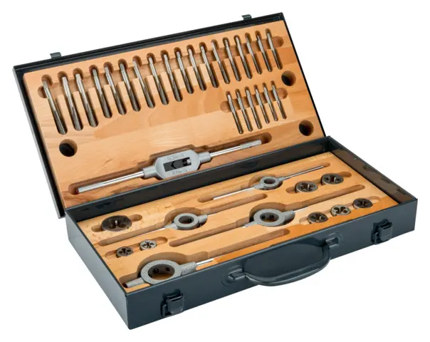 Produktfoto 1 von Bahco HSS Gewindeschneider Satz, 37-teilig Gewindebohrer M5 → M12, Matrizen 20 mm → 38 mm
