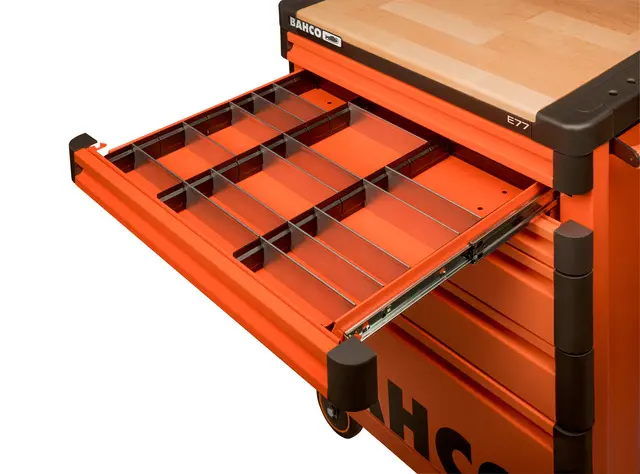 Produktfoto 1 von Bahco Stahl Schubladen-Teiler Orange, 48 mm x 2 mm x 147 mm