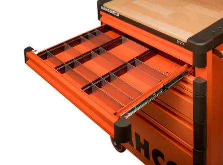 Produktfoto 1 von Bahco Stahl Schubladen-Teiler Orange, 48 mm x 2mm x 147 mm