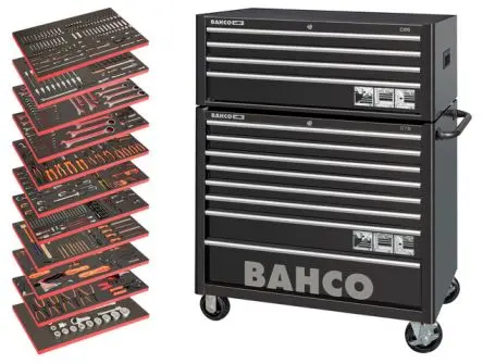 Produktfoto 1 von Bahco Stahl Werkzeugschrank 8 Schubladen mit Rädern, 1.1 m x 880mm x 1.37 m