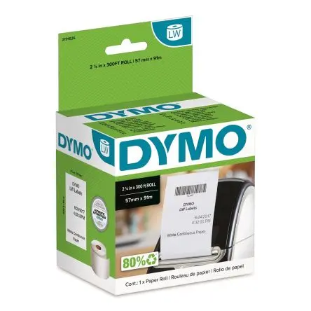Produktfoto 1 von Dymo Etikette auf Rolle B. 57 mm auf Weiß 91 mm Schwarz Papier