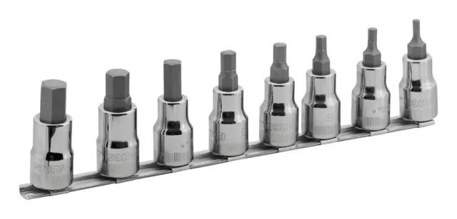 Bahco Sechskant Vierkant Steckschlüsselsatz, Legierungsstahl 1/2 in 4 to 14 mm, 8-teilig