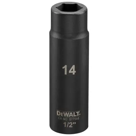 Produktfoto 1 von DeWALT 1/2 in, 14 mm Tiefschlag-Stecknuss Schlag-Steckschlüssel lang, 78 mm