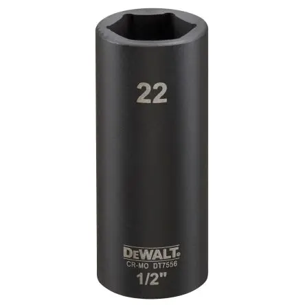 Produktfoto 1 von DeWALT 1/2 in, 22 mm Tiefschlag-Stecknuss Schlag-Steckschlüssel lang, 78 mm