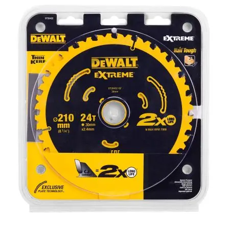 Produktfoto 1 von DeWALT 24 Holz mit Nägeln Kreissägeblatt, Ø 210 mm