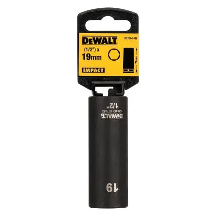 Produktfoto 1 von DeWALT 1/2 in, 19 mm Tiefschlag-Stecknuss Schlag-Steckschlüssel lang, 78 mm