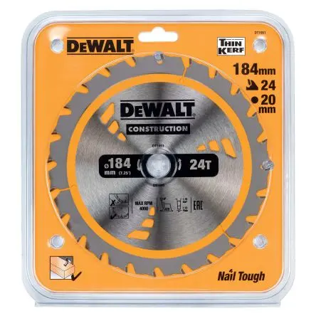 Produktfoto 1 von DeWALT 24 Hartmetall Multi-Material Kreissägeblatt, Ø 184 mm 1