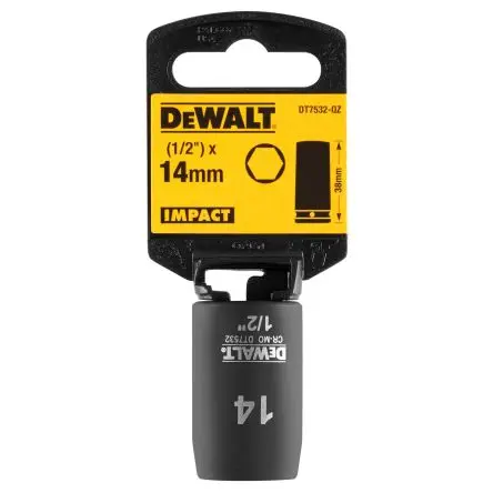 Produktfoto 1 von DeWALT 1/2 in, 14 mm Standard-Steckschlüssel Schlag-Steckschlüssel lang, 38 mm