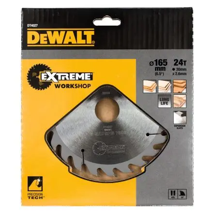 Produktfoto 1 von DeWALT 24 Hartmetall Holz Kreissägeblatt, Ø 165 mm 1