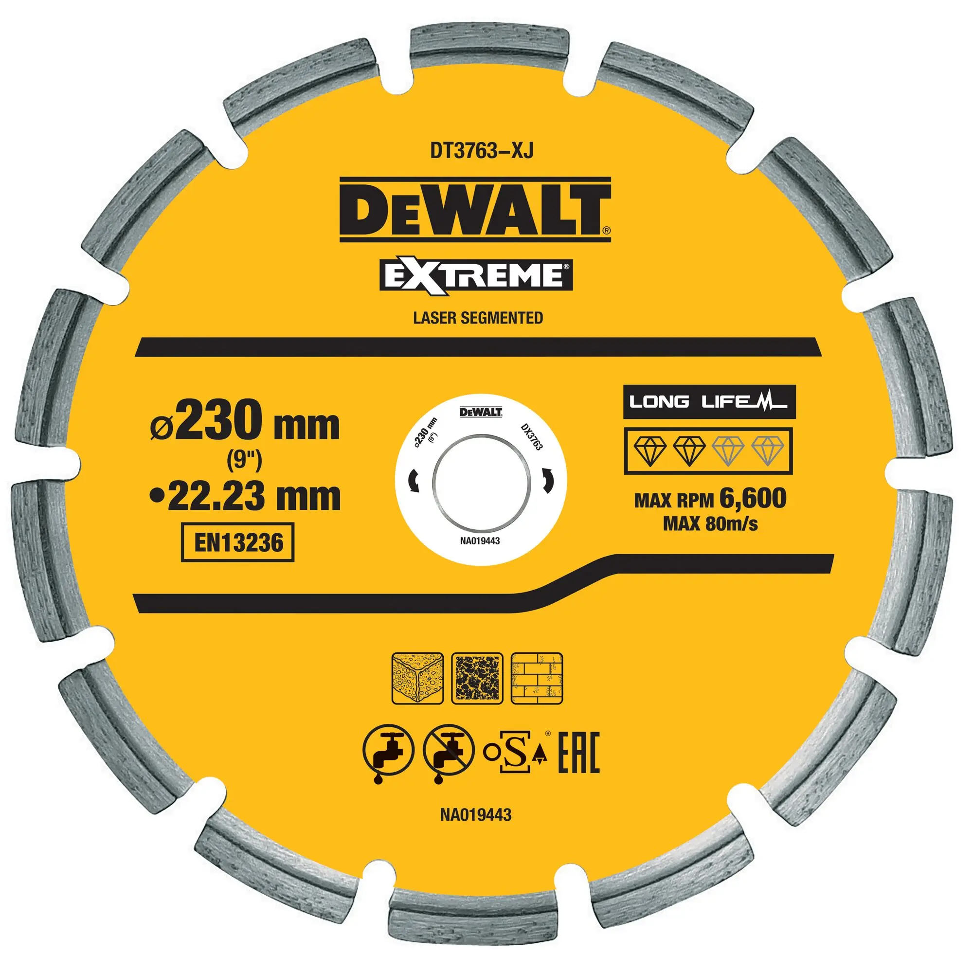 Produktfoto 1 von DeWALT DT37 Diamant Ø 230 mm, Korngröße 1 1 Per Pack