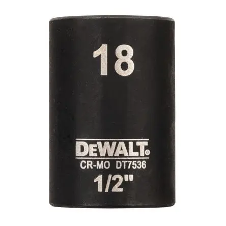 Produktfoto 1 von DeWALT 1/2 in, 18 mm Standard-Steckschlüssel Schlag-Steckschlüssel lang, 38 mm