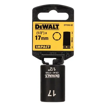 Produktfoto 1 von DeWALT 1/2 in, 17 mm Standard-Steckschlüssel Schlag-Steckschlüssel lang, 38 mm