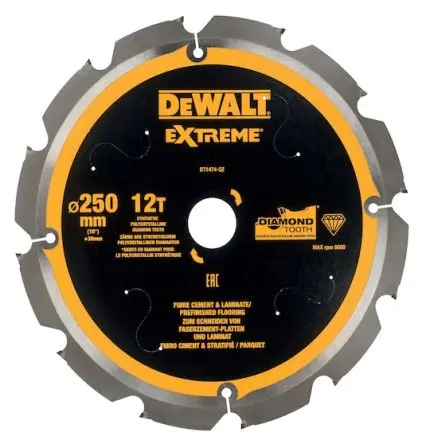 Produktfoto 1 von DeWALT 12 Polykristalliner Diamant Multi-Material Kreissägeblatt, Ø 250 mm 5