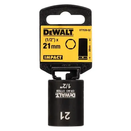 Produktfoto 1 von DeWALT 1/2 in, 21 mm Standard-Steckschlüssel Schlag-Steckschlüssel lang, 38 mm