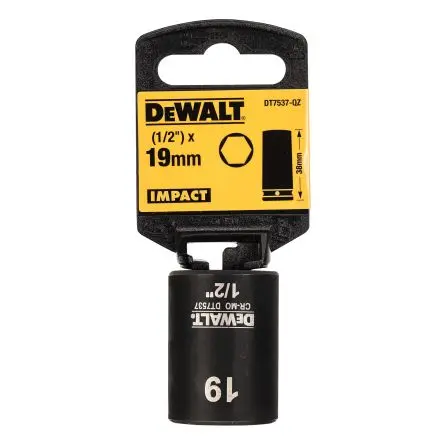 Produktfoto 1 von DeWALT 1/2 in, 19 mm Standard-Steckschlüssel Schlag-Steckschlüssel lang, 38 mm