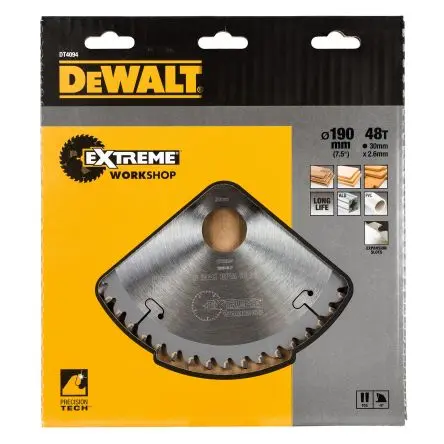 Produktfoto 1 von DeWALT 48 Hartmetall Holz Kreissägeblatt, Ø 190 mm 1