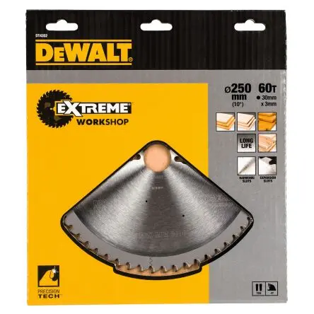 Produktfoto 1 von DeWALT 60 Hartmetall Holz Kreissägeblatt, Ø 250 mm 1