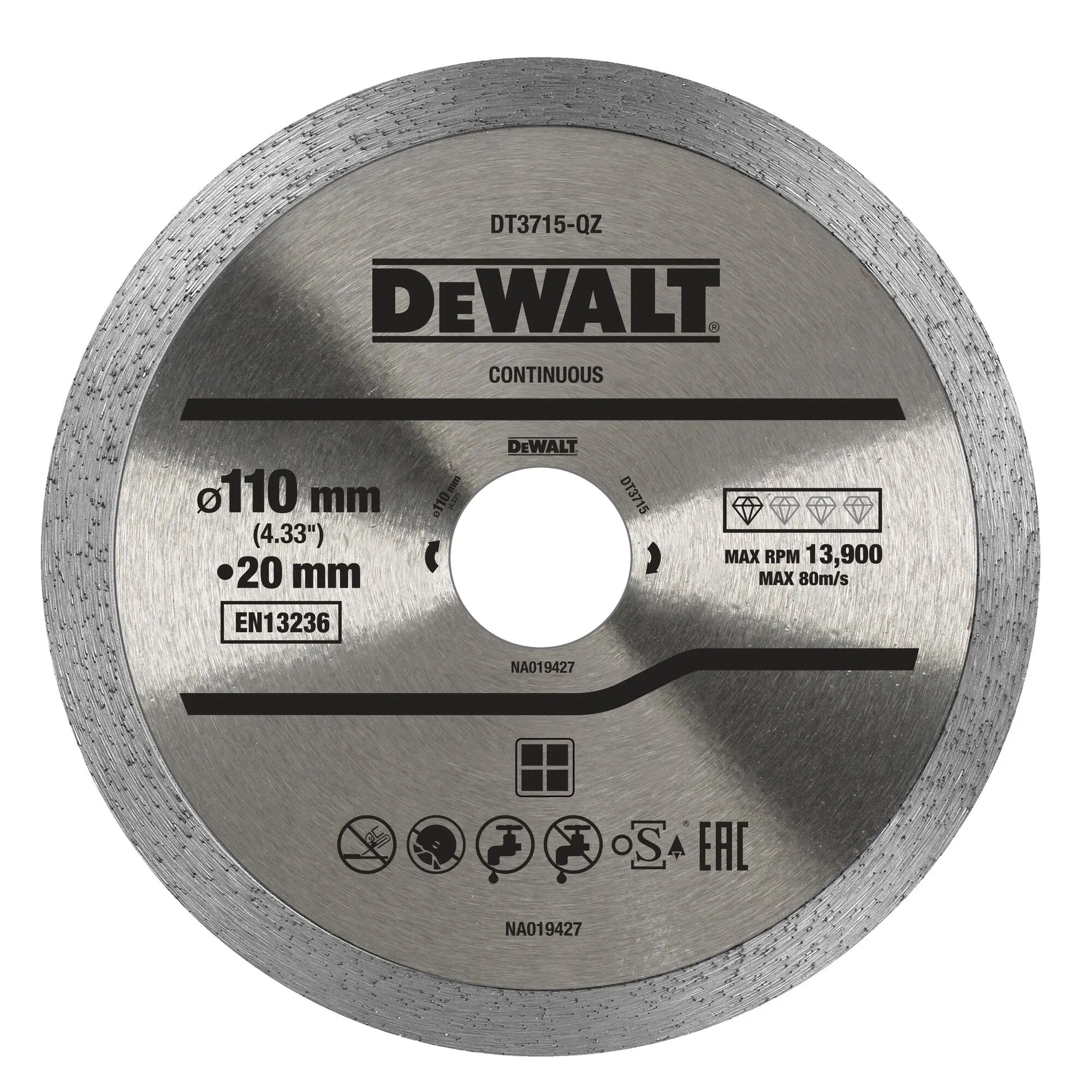 Produktfoto 1 von DeWALT DT3715 Diamant Ø 110 mm / Stärke 1.6 mm 1 Per Pack