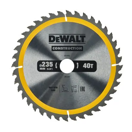 Produktfoto 1 von DeWALT 40 Hartmetall Holz Kreissägeblatt, Ø 235 mm 1
