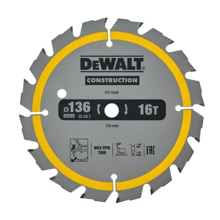 Produktfoto 1 von DeWALT 16 Hartmetall Multi-Material Kreissägeblatt, Ø 136 mm 1
