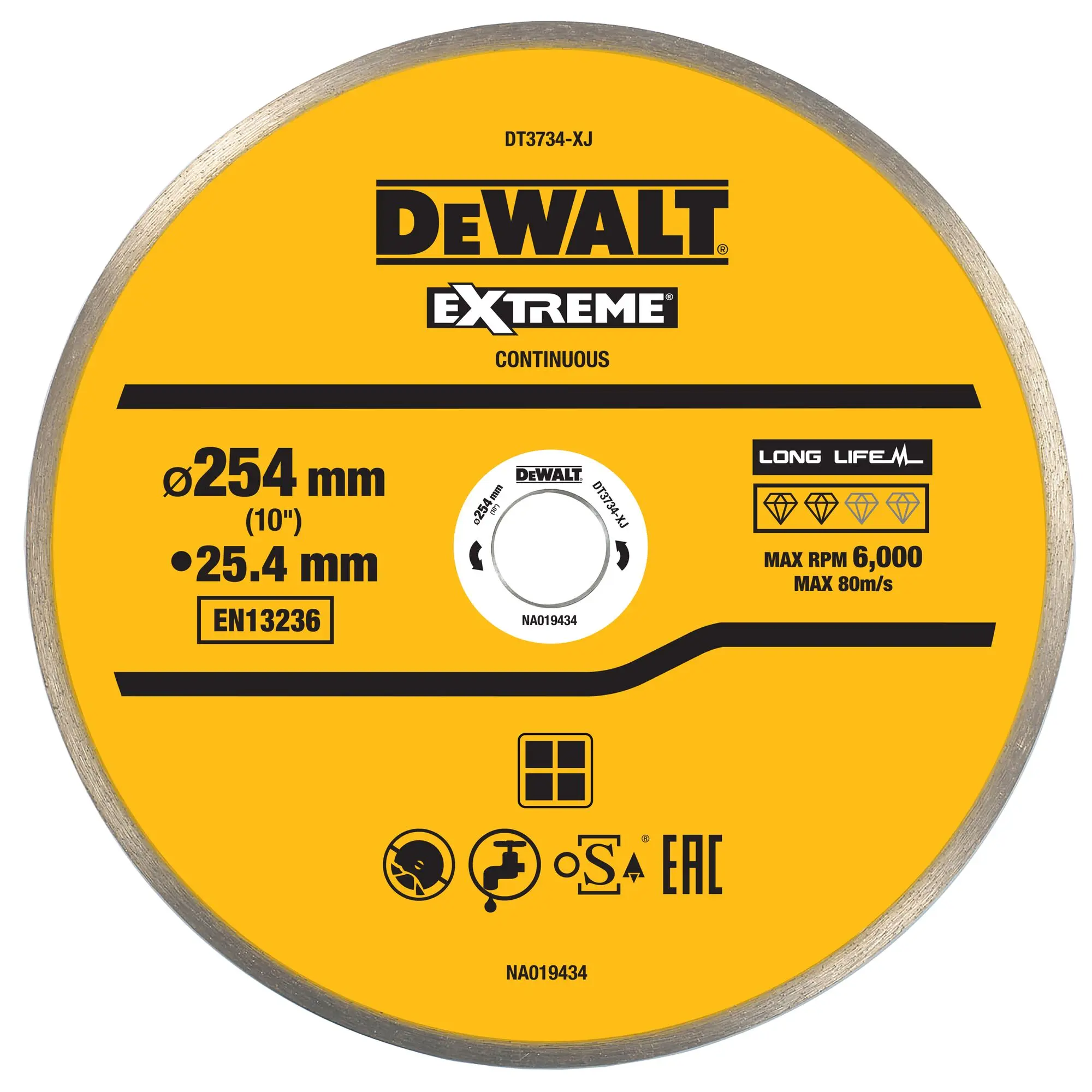 Produktfoto 1 von DeWALT DT3734 Diamant Ø 254 mm / Stärke 1.6 mm 1 Per Pack