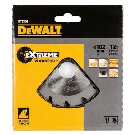 Produktfoto 1 von DeWALT 12 Hartmetall Holz Kreissägeblatt, Ø 102 mm 1