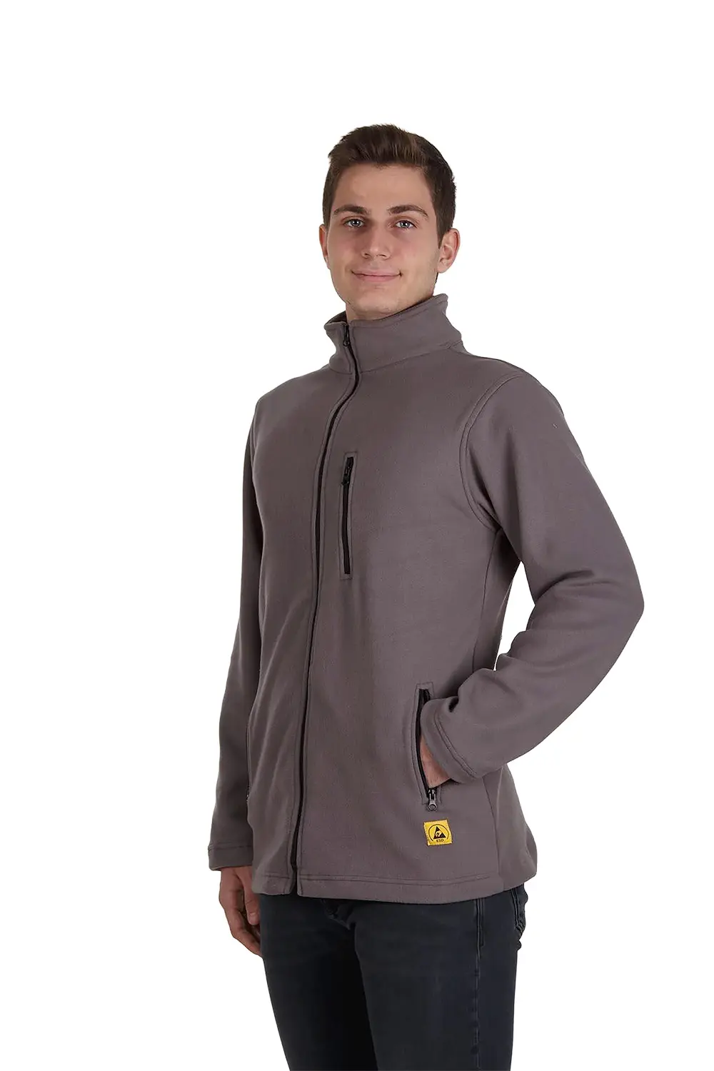 Produktfoto 1 von EUROSTAT 51-761-14 Unisex Fleecejacke, 2 % antistatische Fasern, 98 % Micropolyester Grau Reißverschluss, Größe XS