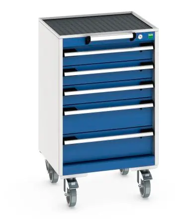 Produktfoto 1 von Bott Workstation Typ Aufbewahrungstisch Freistehend 5 Schublade/n 885 mm 525mm Abschließbar 525 mm mit Rädern Stahlblech