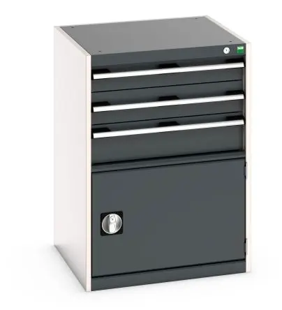 Produktfoto 1 von Bott Schrank Typ Schrank Freistehend 1 Tür/en 3 Schublade/n 900 mm 650mm Abschließbar 650 mm Stahlblech