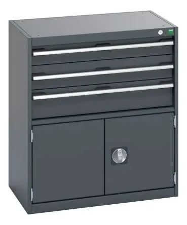 Produktfoto 1 von Bott Schrank Typ Schrank Freistehend 2 Tür/en 3 Schublade/n 900 mm 800mm Abschließbar 525 mm Stahlblech
