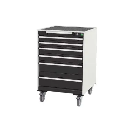 Produktfoto 1 von Bott Schrank Typ Beweglicher Schrank Freistehend 6 Schublade/n 985 mm 650mm Abschließbar 650 mm mit Rädern Stahlblech