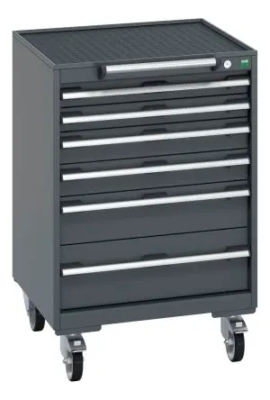 Produktfoto 1 von Bott Schrank Typ Beweglicher Schrank Freistehend 6 Schublade/n 985 mm 650mm Abschließbar 650 mm mit Rädern Stahlblech