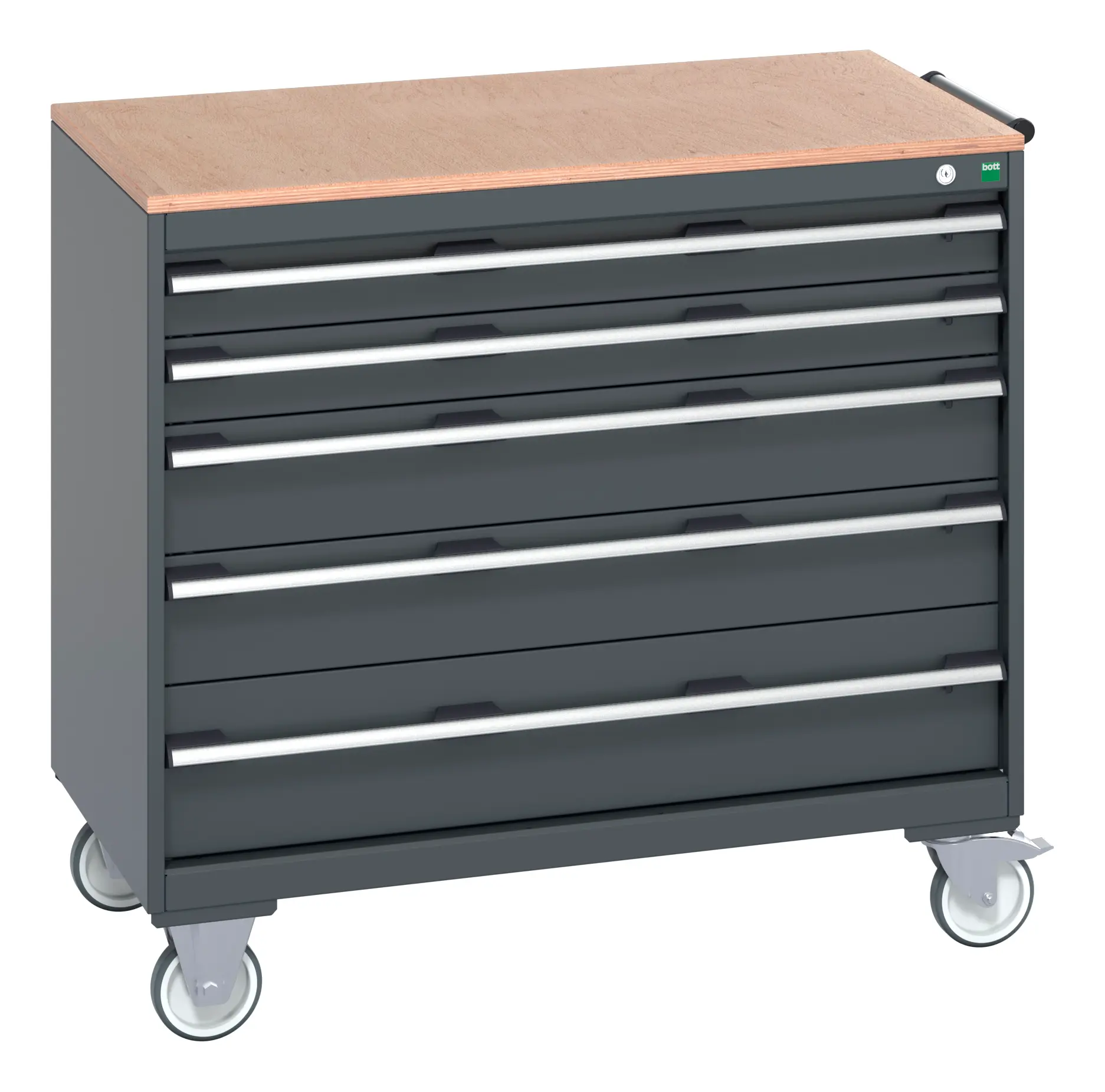 Produktfoto 1 von Bott Schrank Typ Beweglicher Schrank Freistehend 5 Schublade/n 990 mm 1050 mm Ja 650 mm mit Rädern Stahlblech