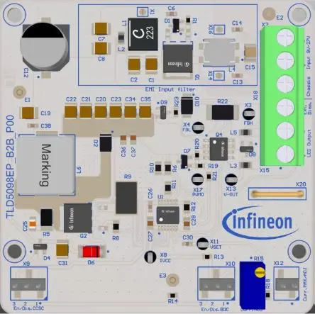 Produktfoto 1 von Infineon LED Evaluierungsplatine Evaluierungskit zum Einsatz mit LEDs, TLD5098EP