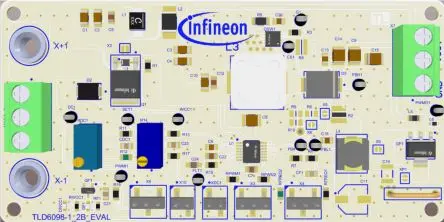Produktfoto 1 von Infineon LED Evaluierungsplatine Evaluierungskit zum Einsatz mit LEDs, TLD6098-1_2B_EVAL, TLD6098-1EP