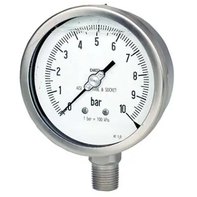 Produktfoto 1 von RS PRO Druckmessgerät Prozessanschluss unten Analog -1bar → 1bar, Ø 100mm Edelstahl Gehäuse BSP 1/2Zoll