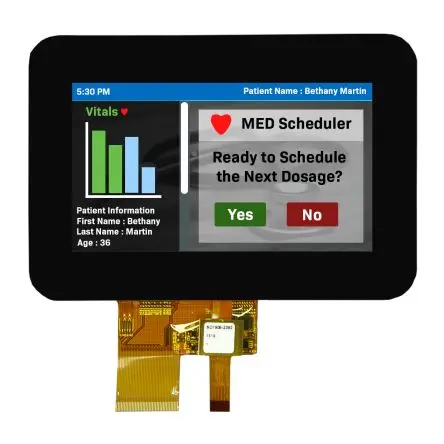 Produktfoto 1 von NEWHAVEN DISPLAY INTERNATIONAL TFT-LCD-Anzeige 4.3 Zoll Touchscreen Kapazitiv, 800 x 480 Pixel, 96 x 54.8 mm LED