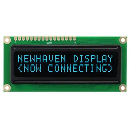 Produktfoto 1 von NEWHAVEN DISPLAY INTERNATIONAL NHD-0216KZW Monochrom LCD, Alphanumerisch LCD Blau 2 x 16, Hintergrund Schwarz, Parallel