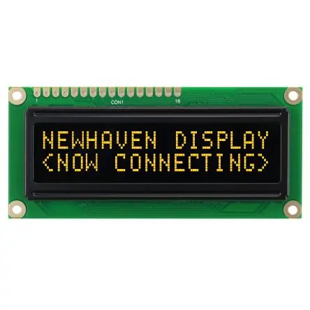 Produktfoto 1 von NEWHAVEN DISPLAY INTERNATIONAL NHD-0216KZW Monochrom LCD, Alphanumerisch LCD Gelb 2 x 16, Hintergrund Schwarz, Parallel