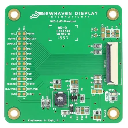 Produktfoto 1 von NEWHAVEN DISPLAY INTERNATIONAL Breakout-Board für 1,69-Zoll-Farb-OLED-Glas Display-Interface Set RGB, Seriell, Parallel
