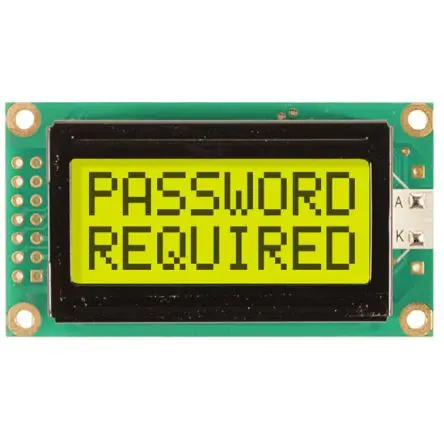 Produktfoto 1 von NEWHAVEN DISPLAY INTERNATIONAL NHD-0208BZ Alphanumerische LCD-Anzeige, Alphanumerisch LCD Gelb, Grün 2 x 8, Hintergrund